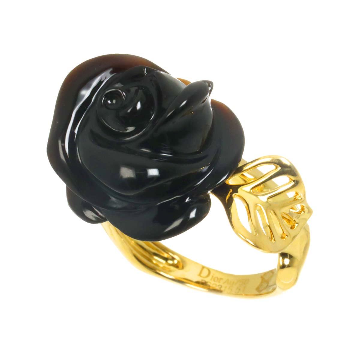 Rose Onyx Diamond Ring 18K YG 750 size51 5.75-6(US)