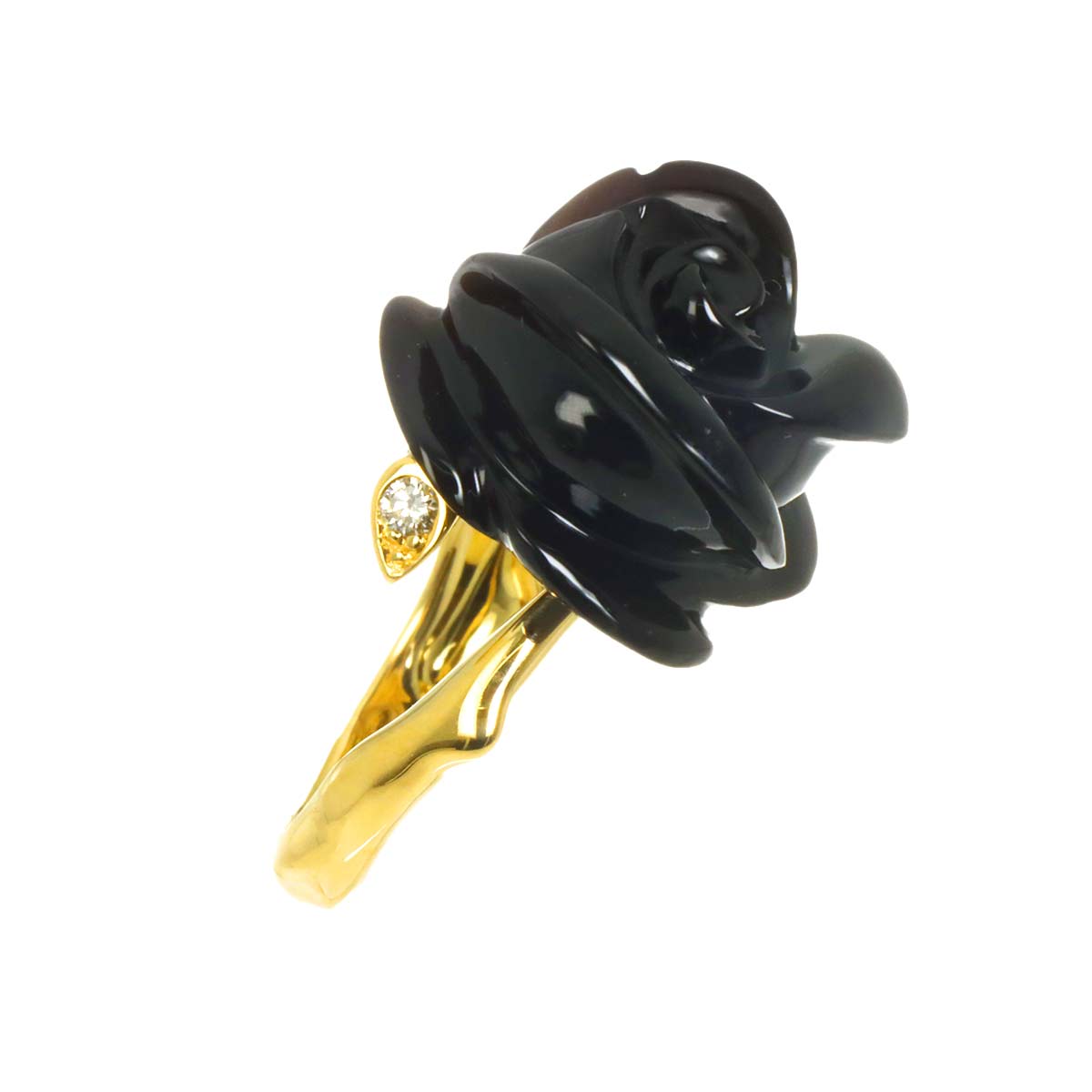 Rose Onyx Diamond Ring 18K YG 750 size51 5.75-6(US)