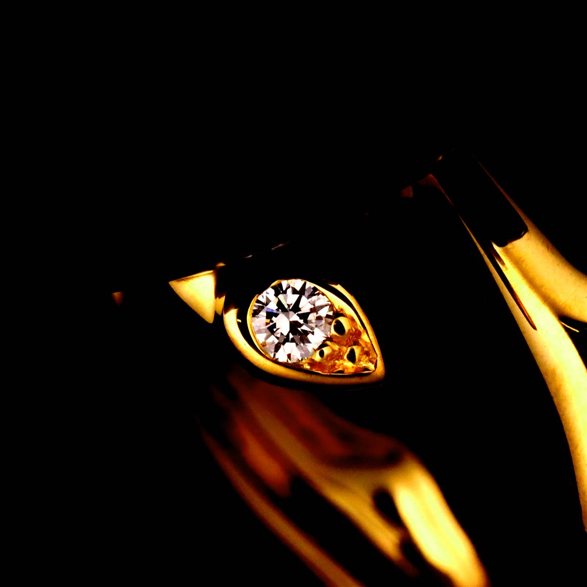 Rose Onyx Diamond Ring 18K YG 750 size51 5.75-6(US)