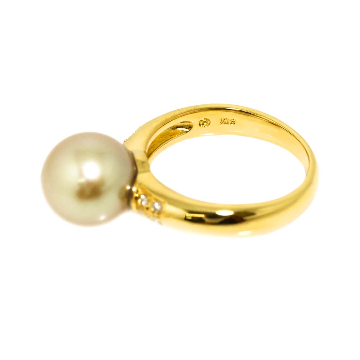 South Sea pearl Diamond 0.06ct Ring 18K YG 750 size6.25-6.5(US)