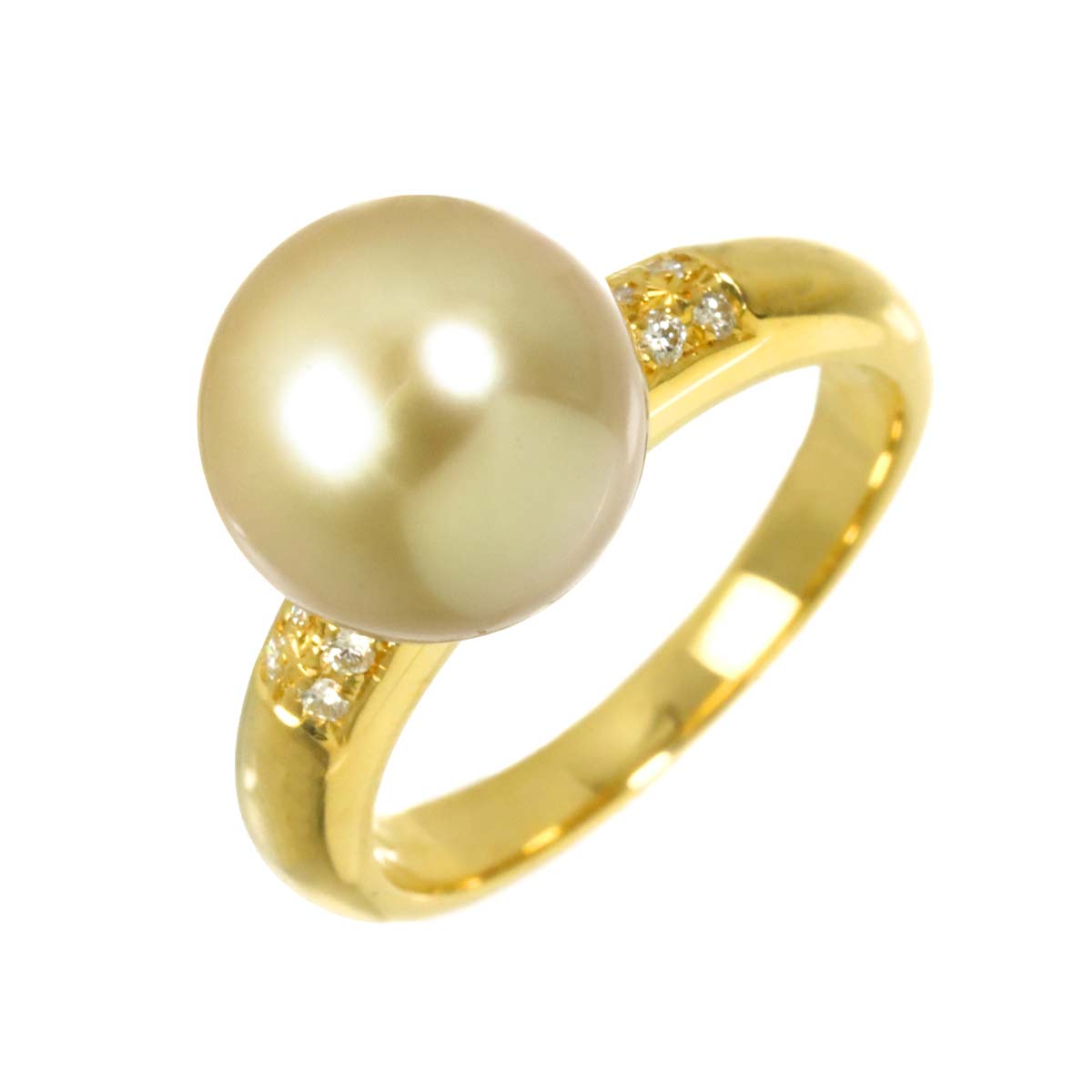 South Sea pearl Diamond 0.06ct Ring 18K YG 750 size6.25-6.5(US)