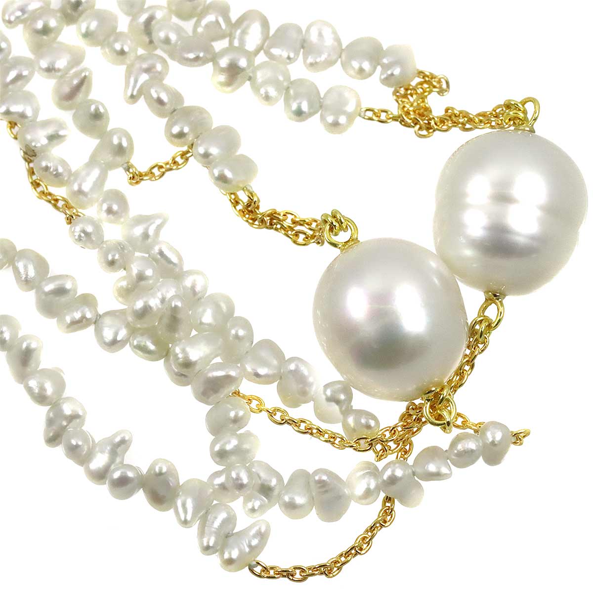 South Sea pearl Freshwater cultured pearl Necklace 18K YG 750