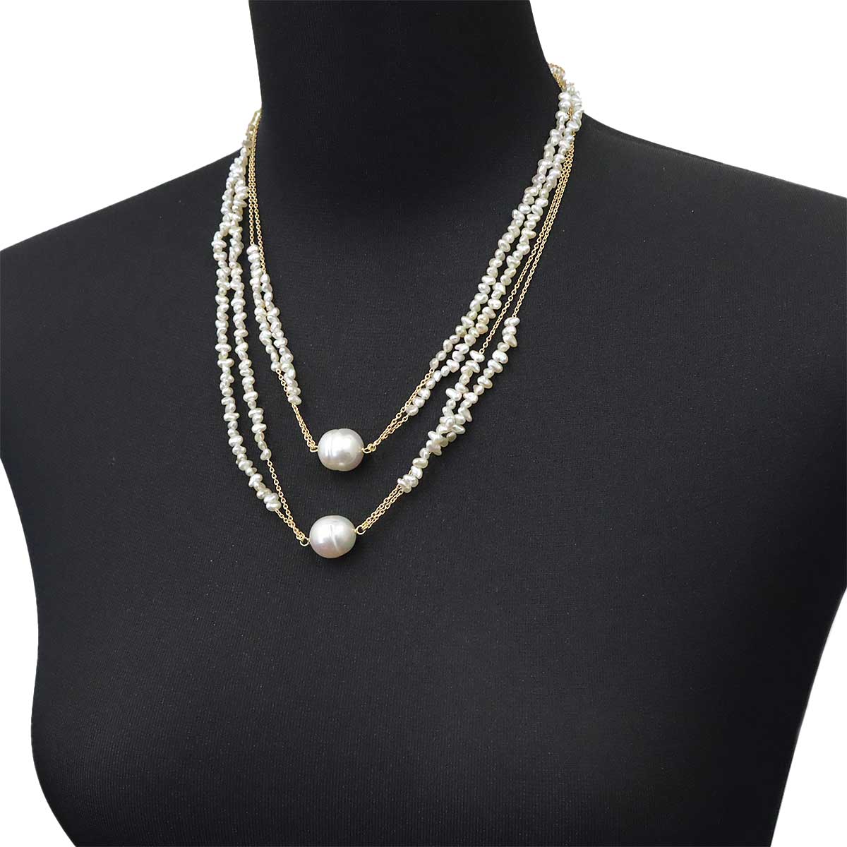 South Sea pearl Freshwater cultured pearl Necklace 18K YG 750