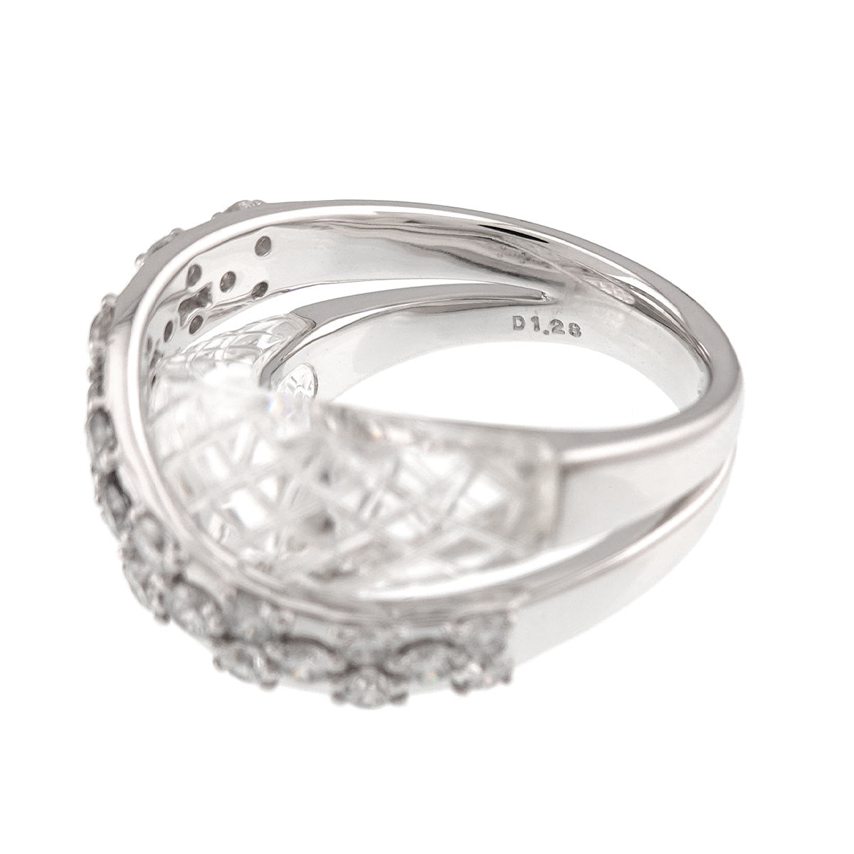 Diamond 1.28ct Crystal Ring 18K WG 750 Size7.25(US)