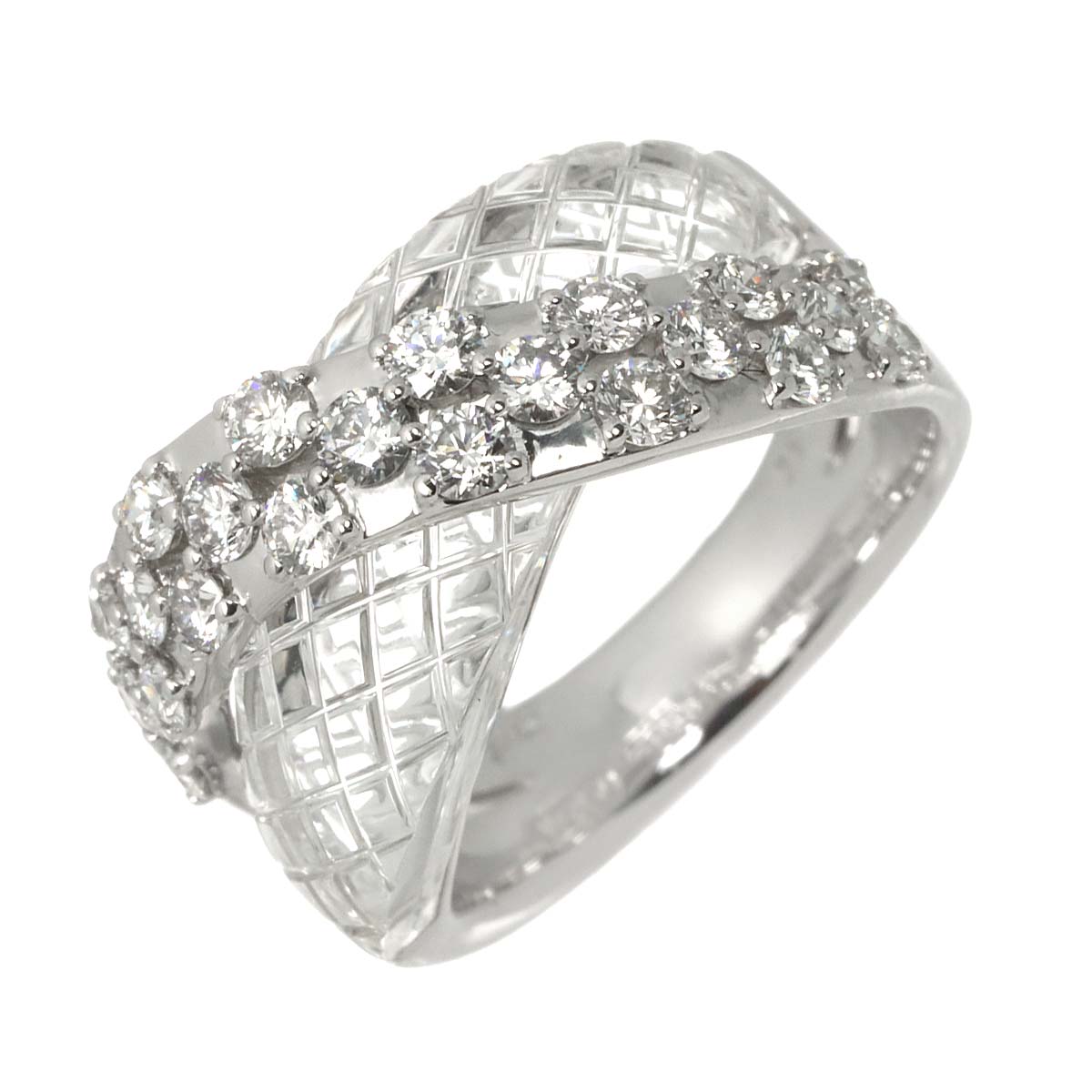 Diamond 1.28ct Crystal Ring 18K WG 750 Size7.25(US)