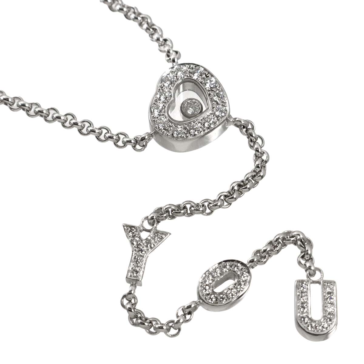 Happy Diamond Heart I LOVE YOU Necklace 18K WG 750