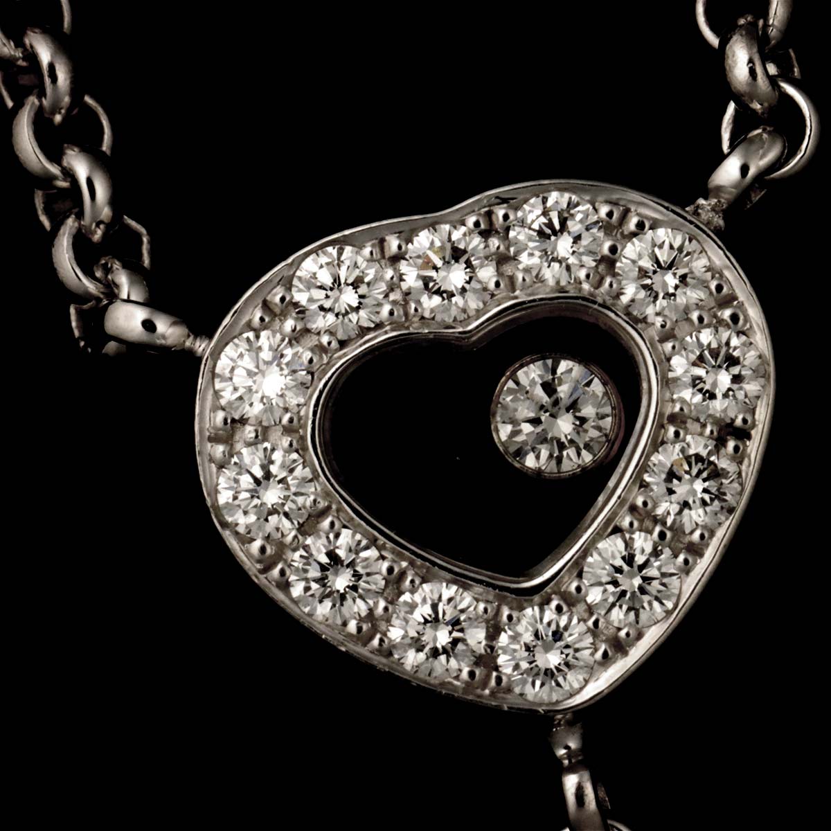 Happy Diamond Heart I LOVE YOU Necklace 18K WG 750