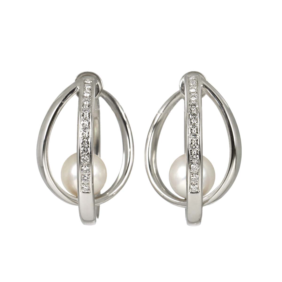 Akoya Pearl Diamond 0.11ct/0.11ct Earrings 18K WG 750