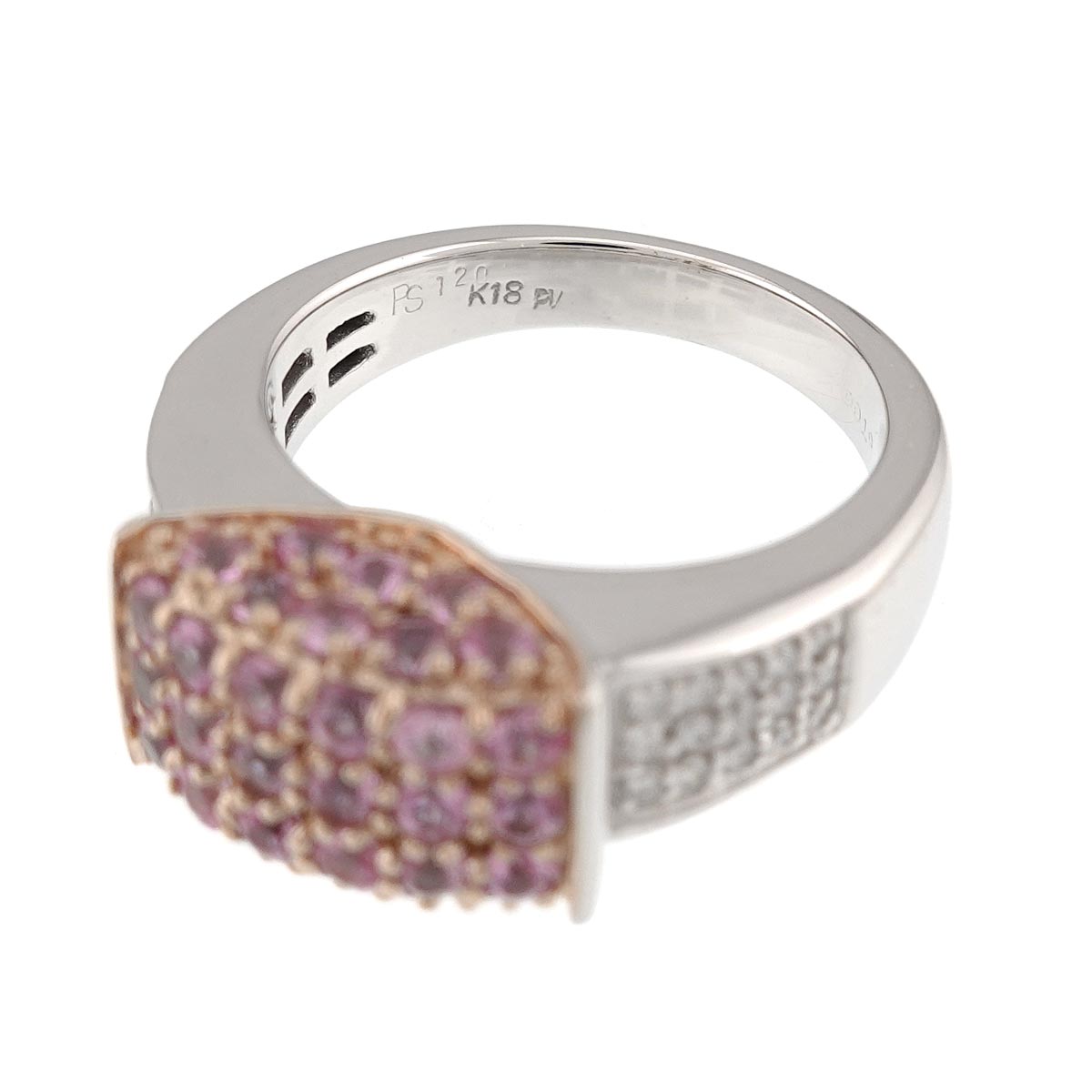 Sapphire 1.20ct Diamond Ring 18K WG PG 750 5.5-5.75(US)