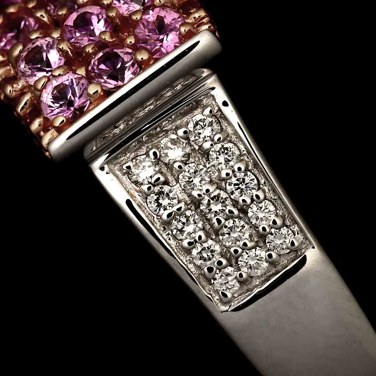 Sapphire 1.20ct Diamond Ring 18K WG PG 750 5.5-5.75(US)