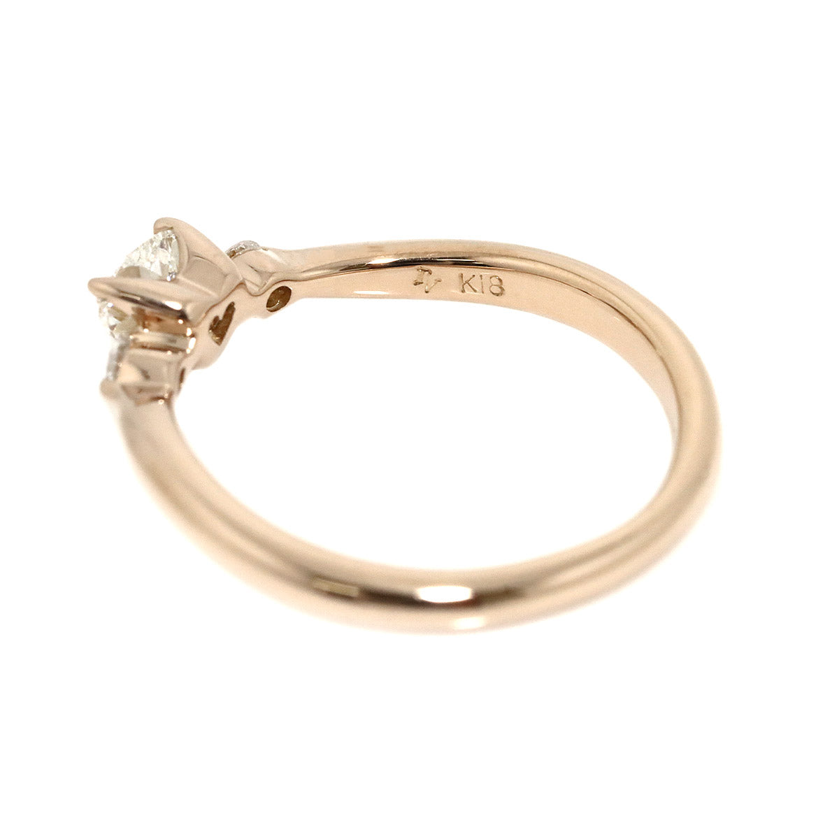Diamond 0.240ct/0.06ct Ring 18K PG 750 Size4.5(US)
