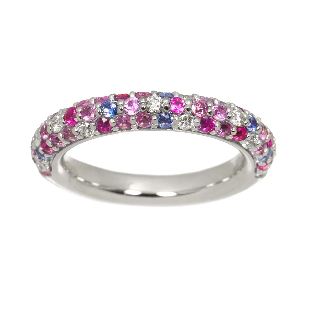 Sapphire 0.73ct Diamond 0.18ct Ring 18K WG size2.5(US)