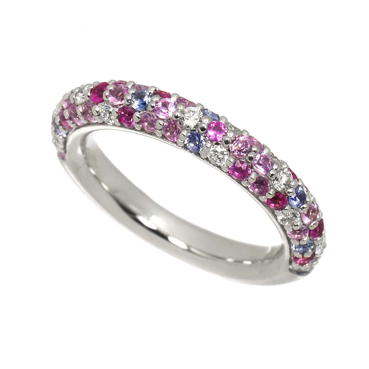 Sapphire 0.73ct Diamond 0.18ct Ring 18K WG size2.5(US)