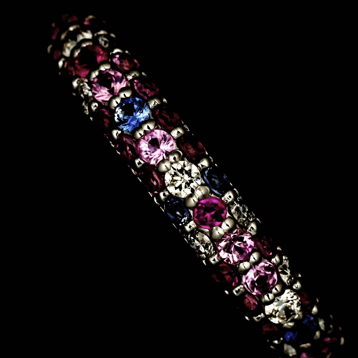 Sapphire 0.73ct Diamond 0.18ct Ring 18K WG size2.5(US)