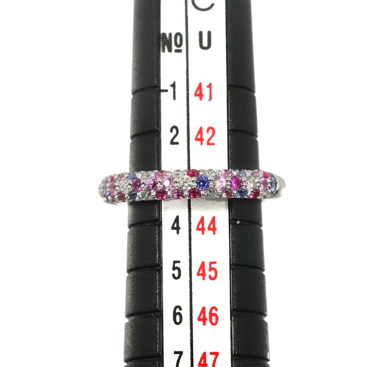 Sapphire 0.73ct Diamond 0.18ct Ring 18K WG size2.5(US)