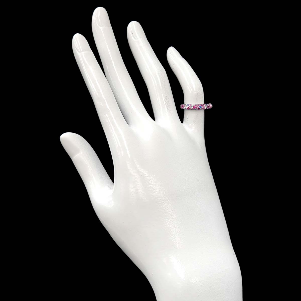 Sapphire 0.73ct Diamond 0.18ct Ring 18K WG size2.5(US)