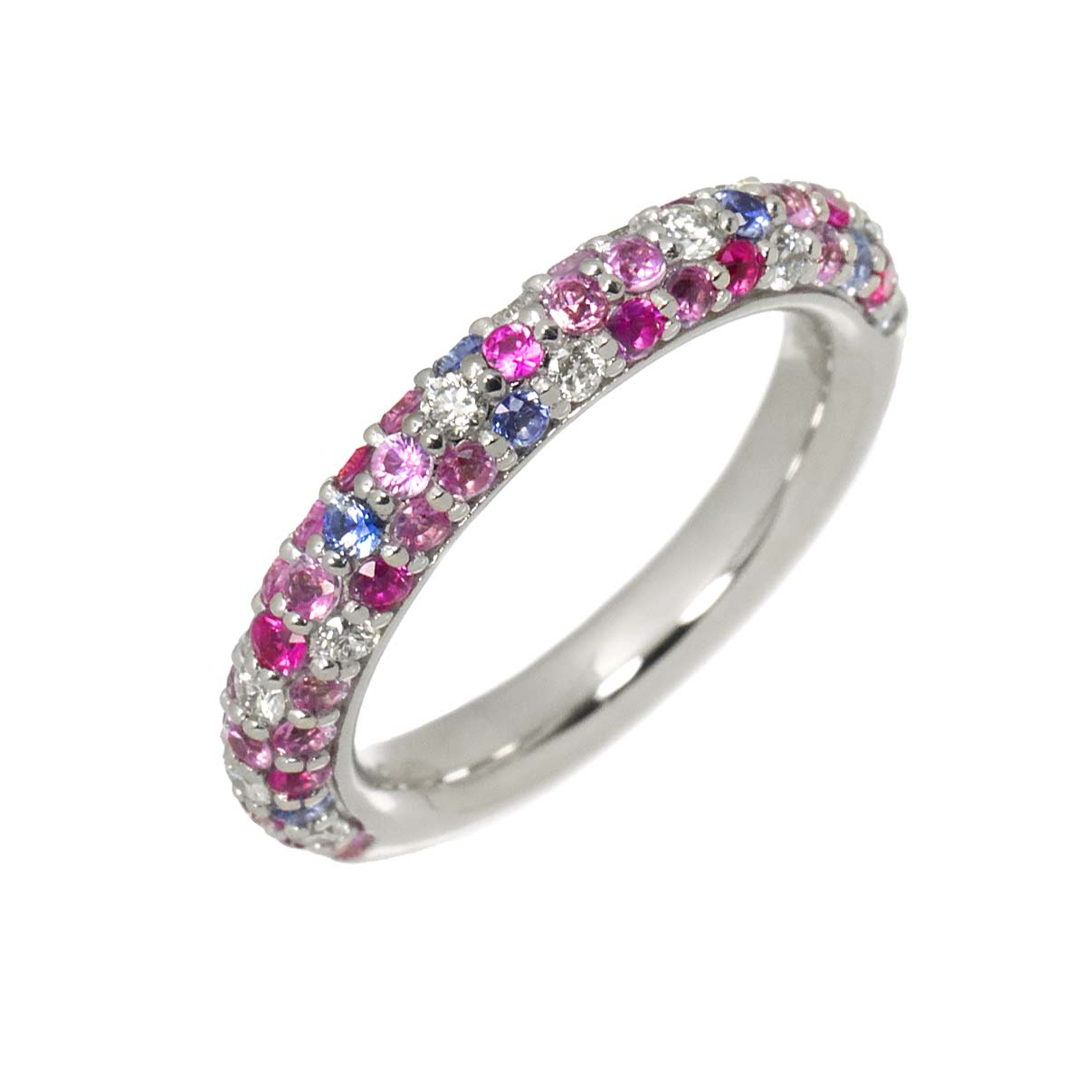 Sapphire 0.73ct Diamond 0.18ct Ring 18K WG size2.5(US)