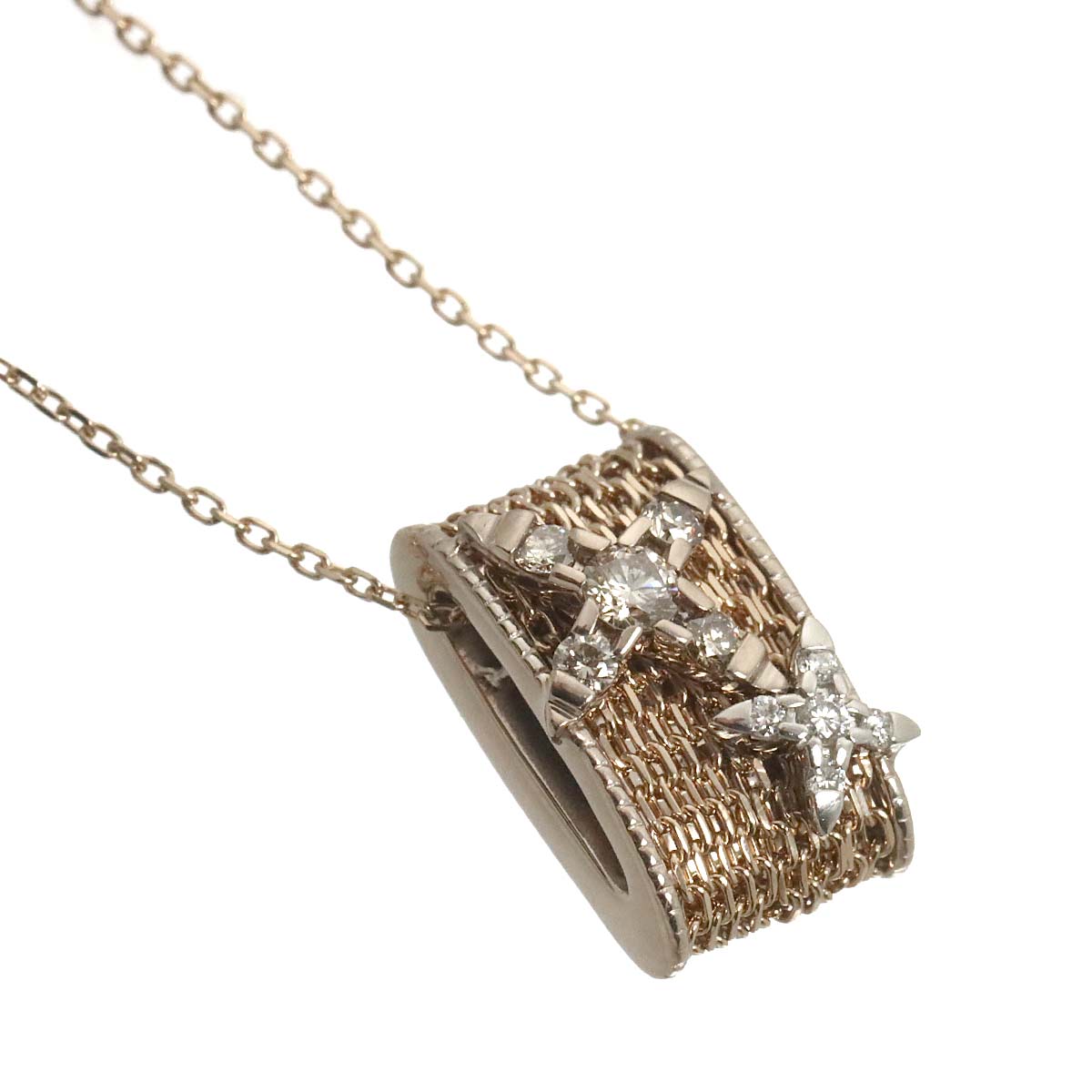 Diamond 0.13ct/0.03ct Necklace 18K Brown Gold Pt 750