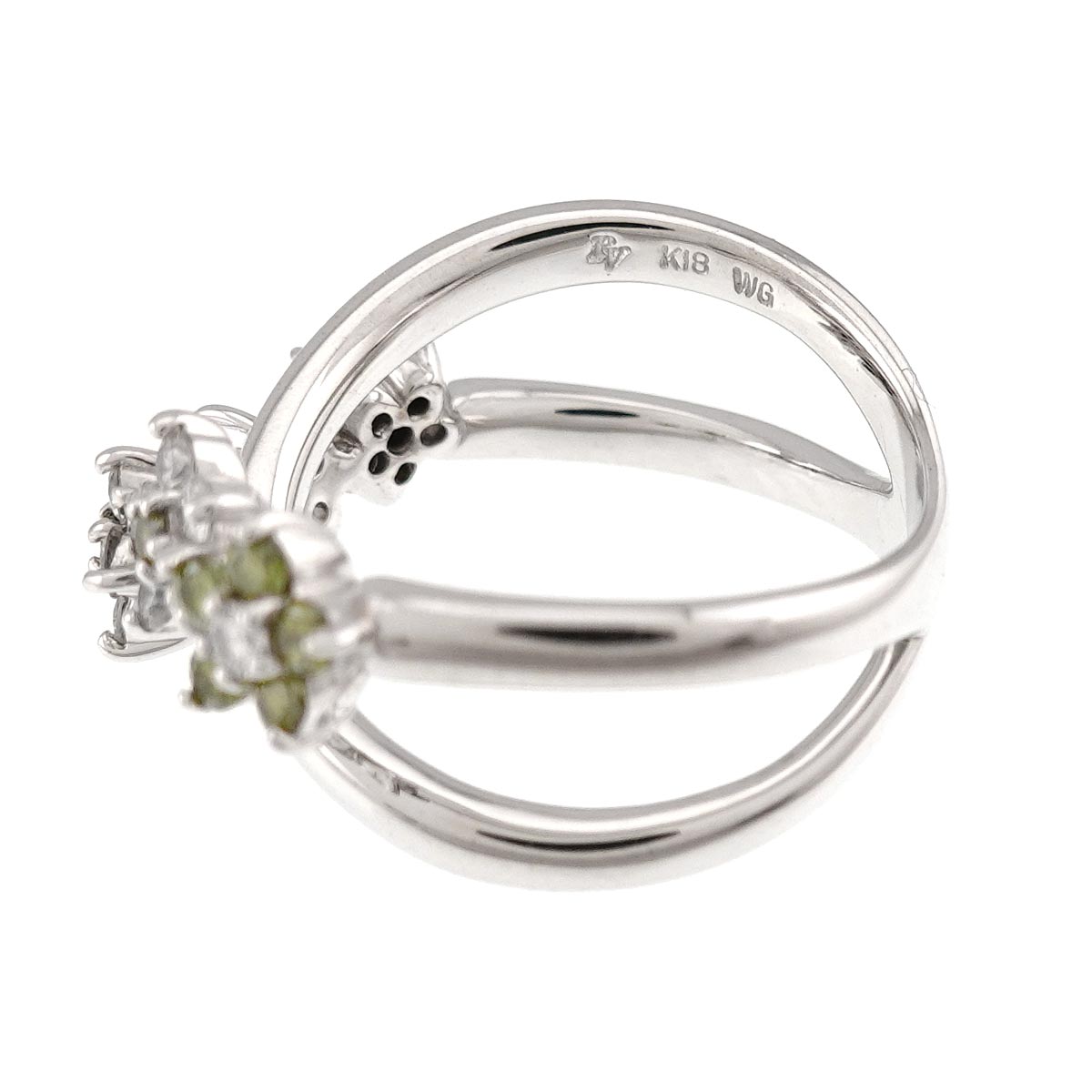 Diamond 0.36ct Garnet 0.25ct Ring 18K WG 750 Size4.5(US)
