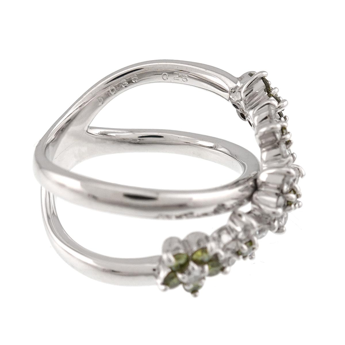 Diamond 0.36ct Garnet 0.25ct Ring 18K WG 750 Size4.5(US)