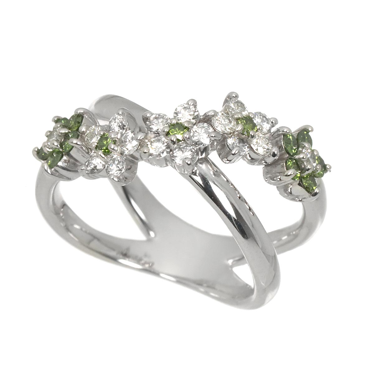 Diamond 0.36ct Garnet 0.25ct Ring 18K WG 750 Size4.5(US)
