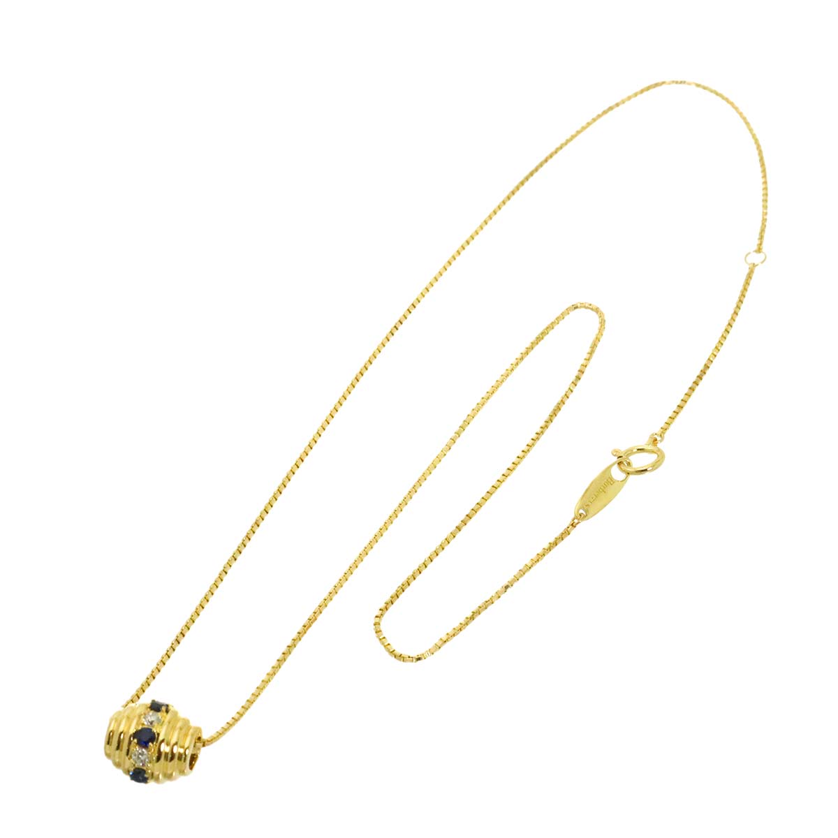Sapphire Diamond Necklace 18K Yellow Gold 750