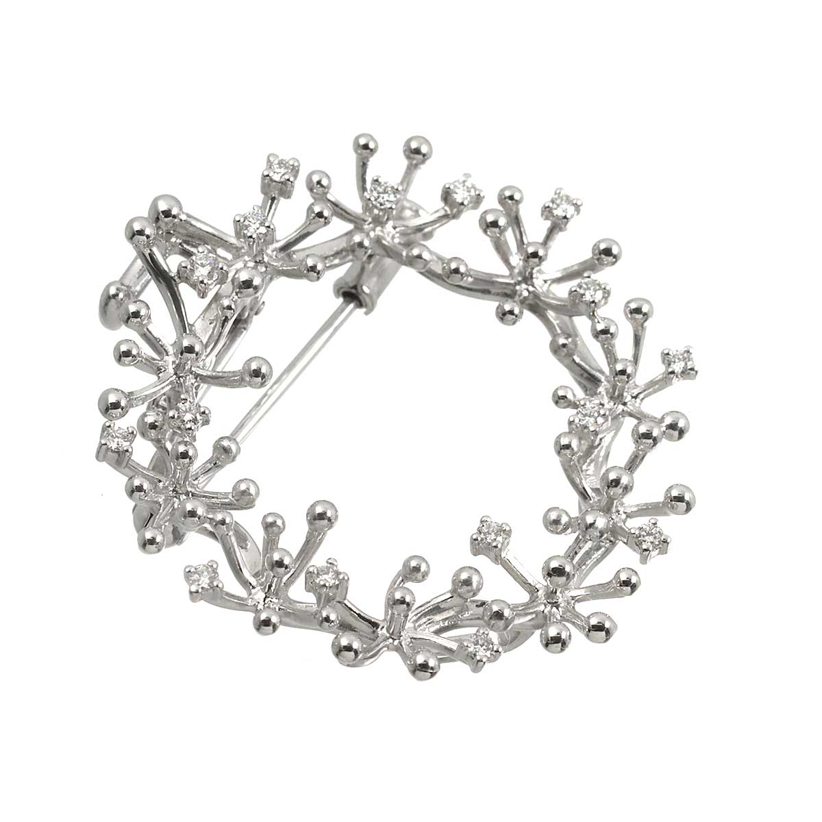 Diamond 0.17ct Brooch 18K White Gold 750