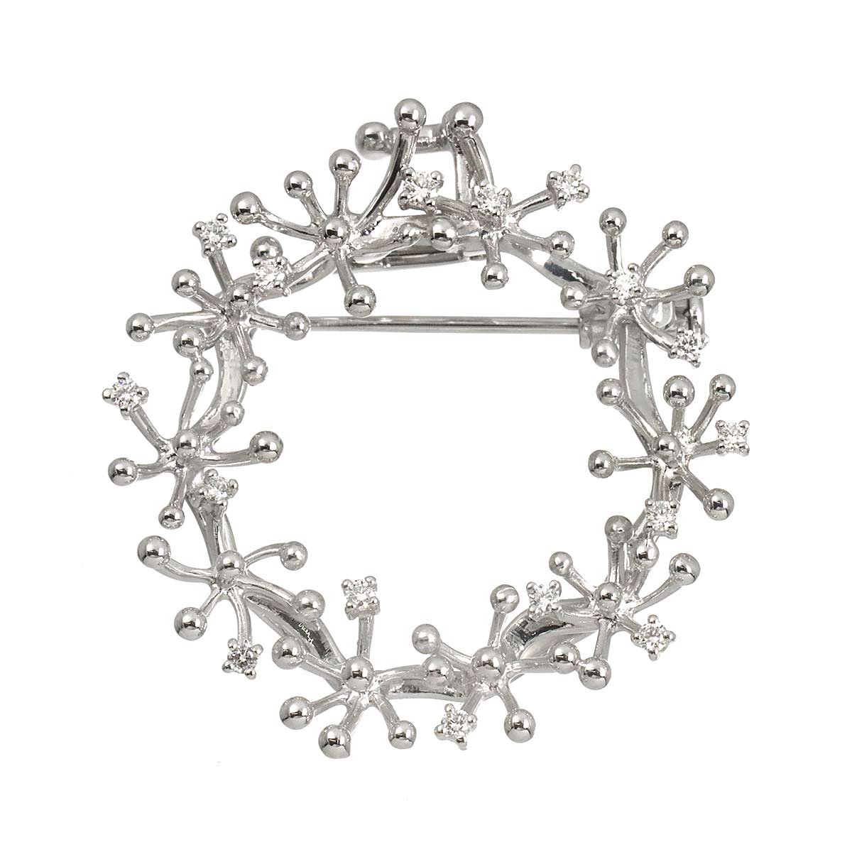 Diamond 0.17ct Brooch 18K White Gold 750