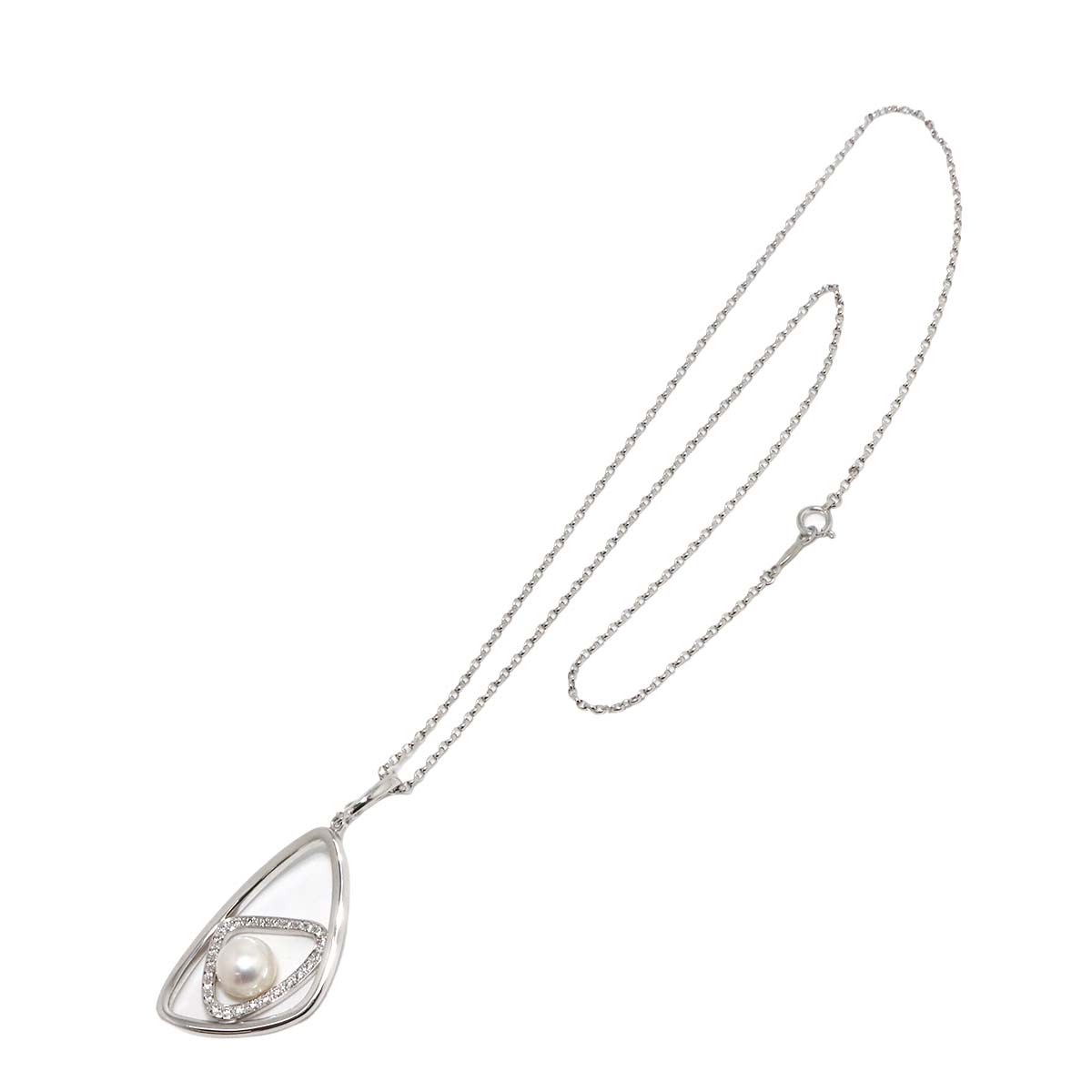 Akoya Pearl 7.8mm Diamond Necklace 18K WG 750