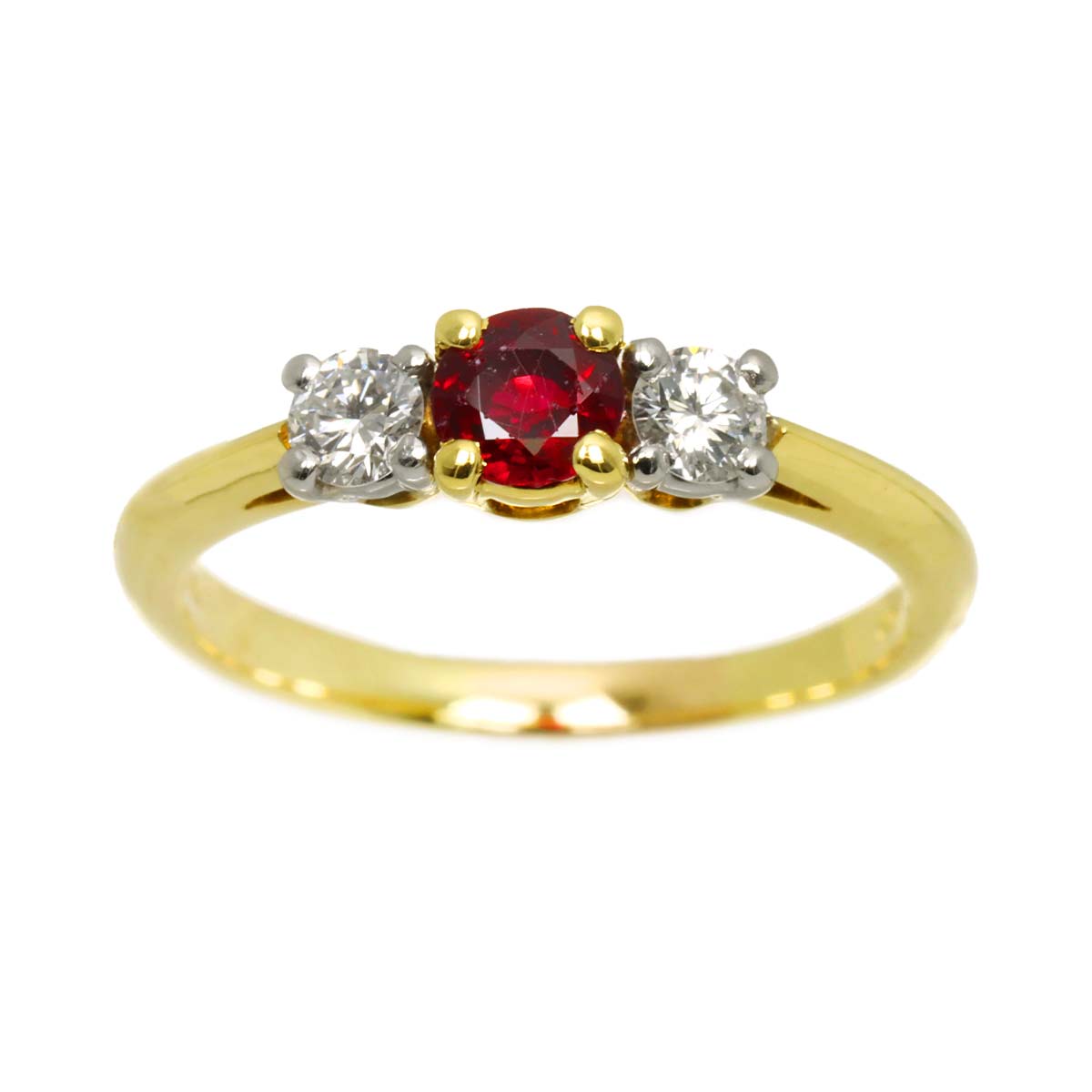 Diamond Ruby Ring 18K YG 750 Pt size5.5-5.75(US)