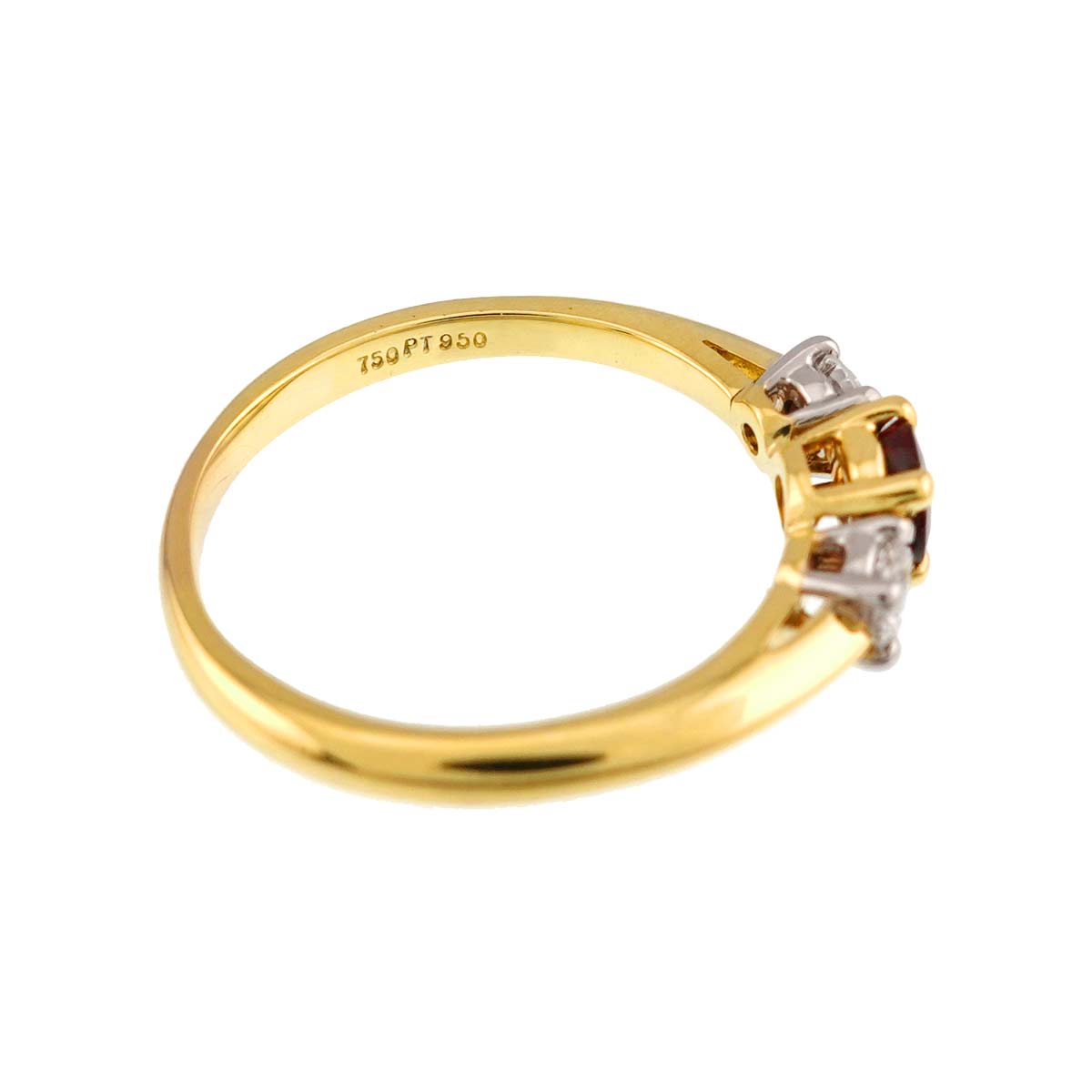 Diamond Ruby Ring 18K YG 750 Pt size5.5-5.75(US)