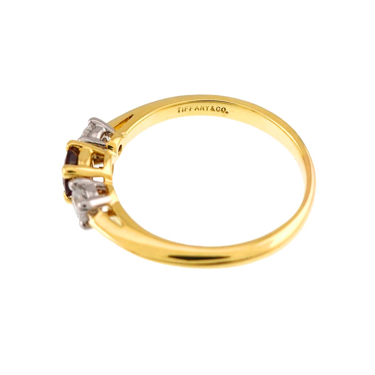 Diamond Ruby Ring 18K YG 750 Pt size5.5-5.75(US)