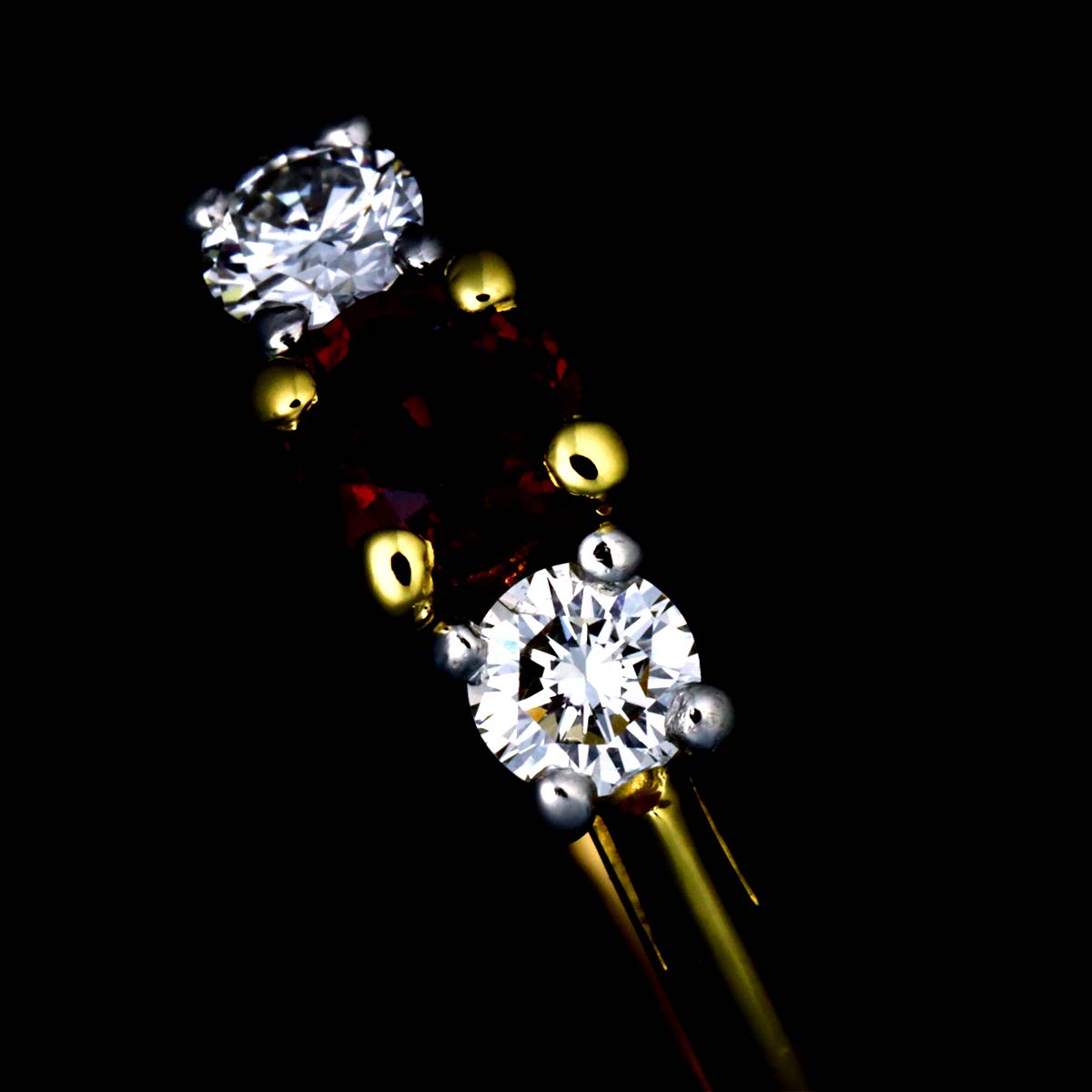 Diamond Ruby Ring 18K YG 750 Pt size5.5-5.75(US)