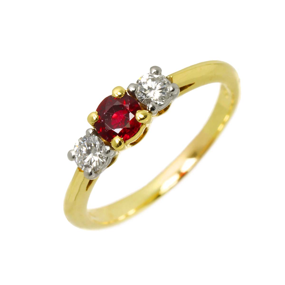 Diamond Ruby Ring 18K YG 750 Pt size5.5-5.75(US)
