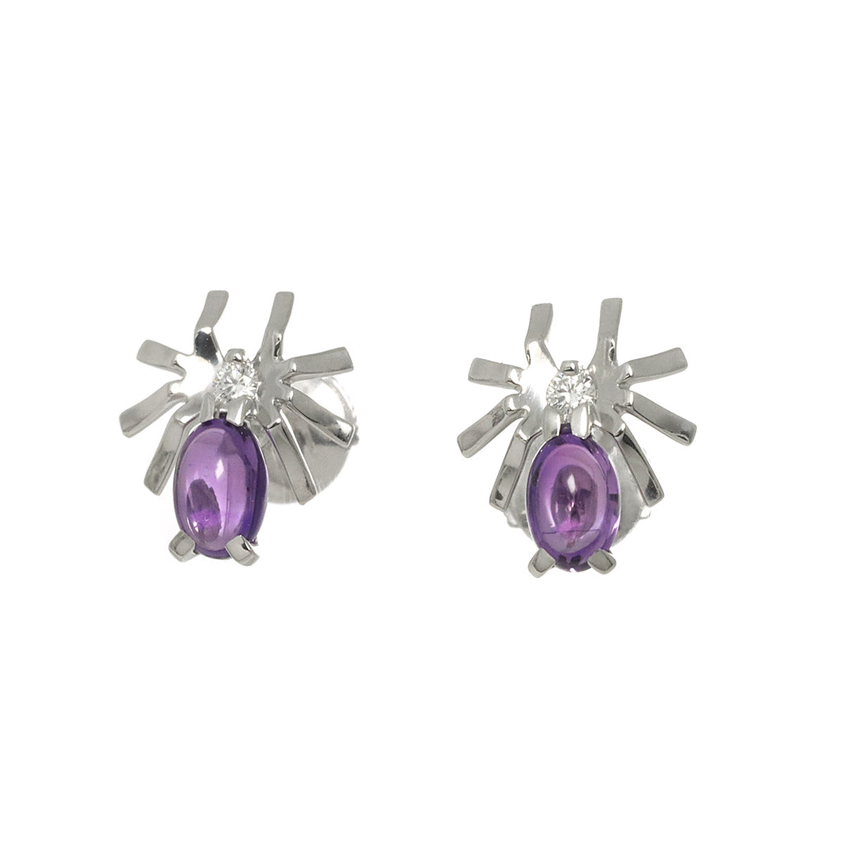 Attrape moi Amethyst Diamond Earrings Pierced 18K WG 750