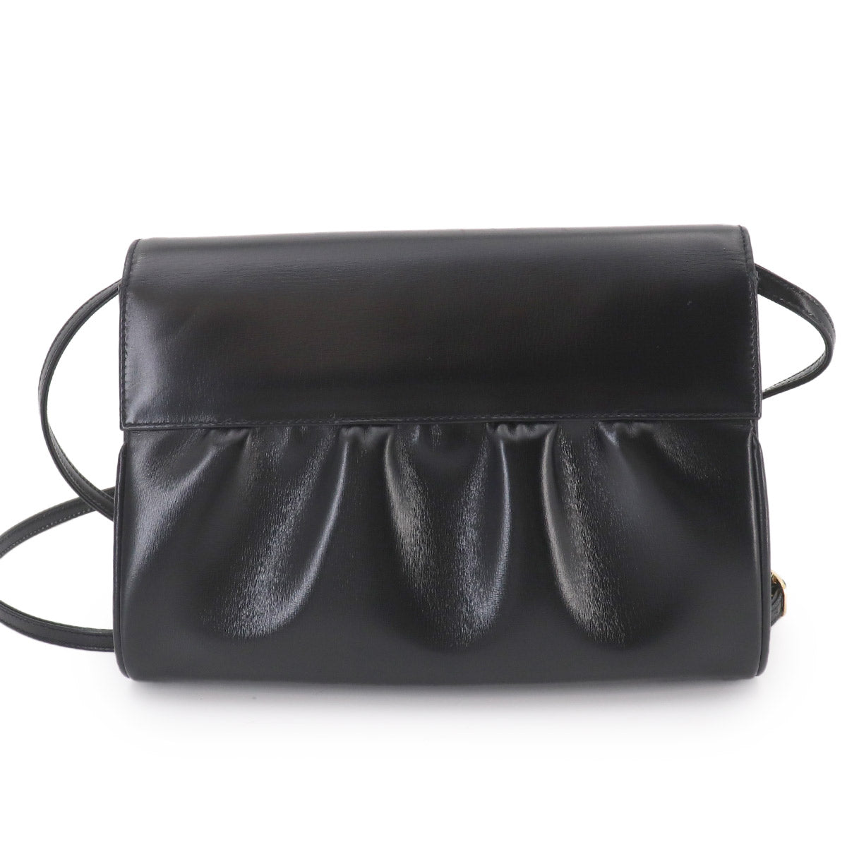 Double G Shoulder Bag Leather Black Vintage