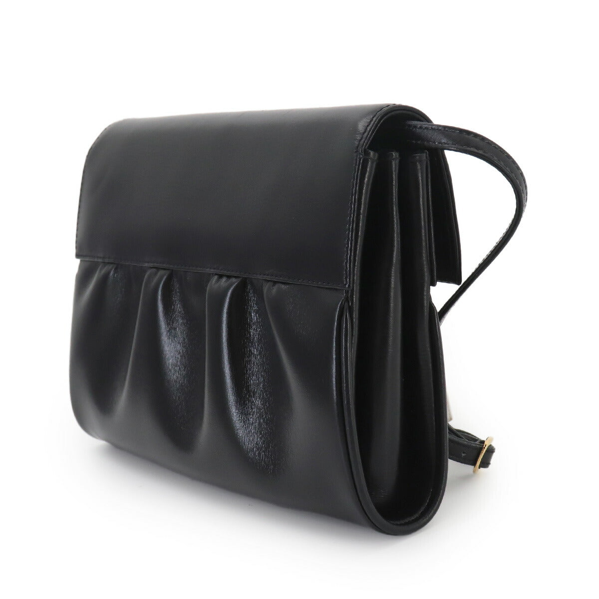 Double G Shoulder Bag Leather Black Vintage