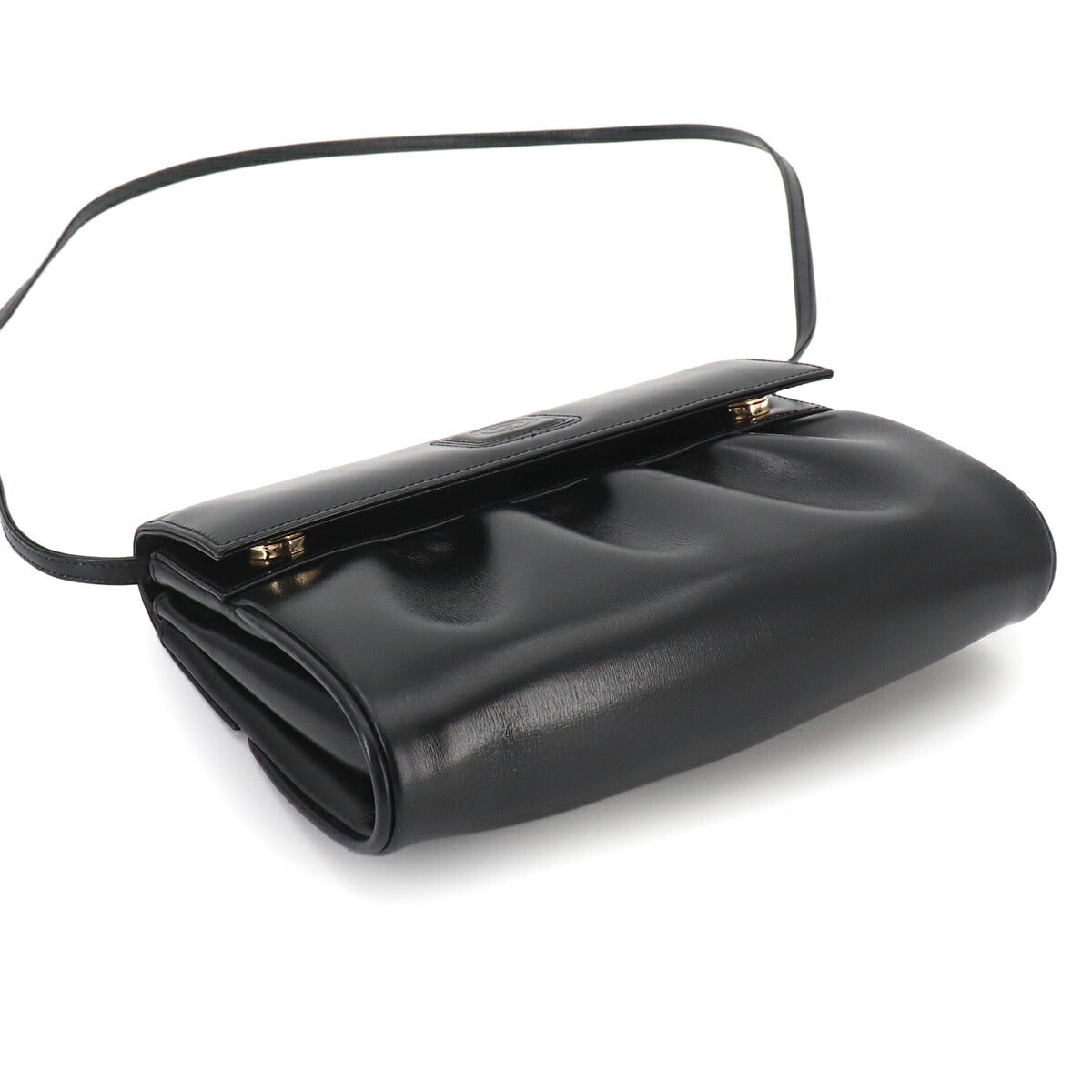 Double G Shoulder Bag Leather Black Vintage