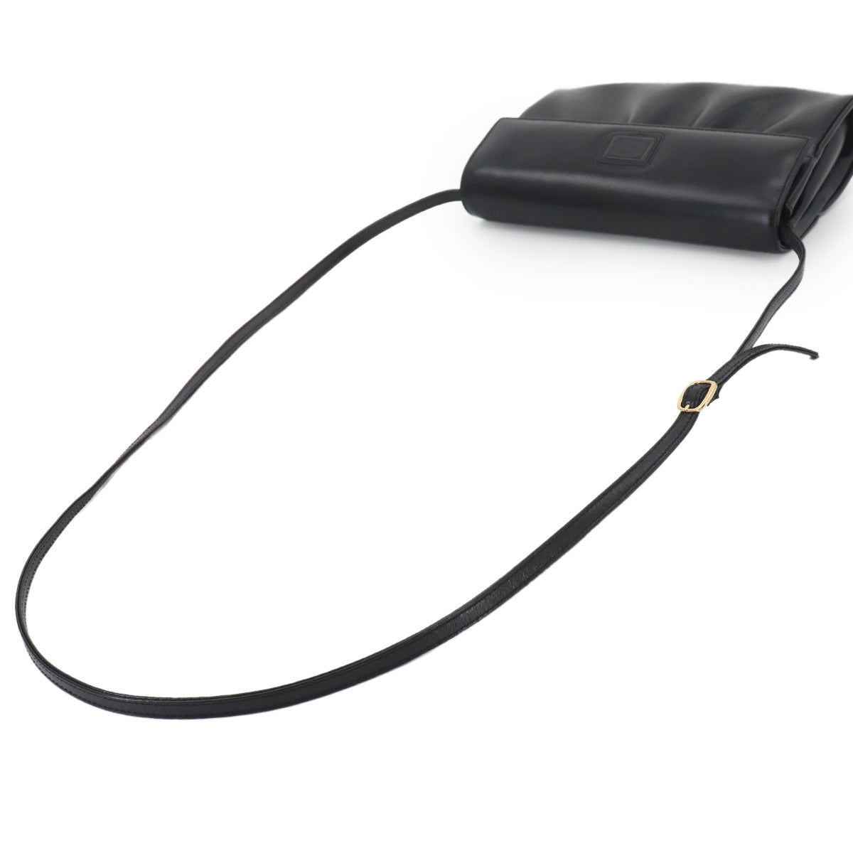 Double G Shoulder Bag Leather Black Vintage