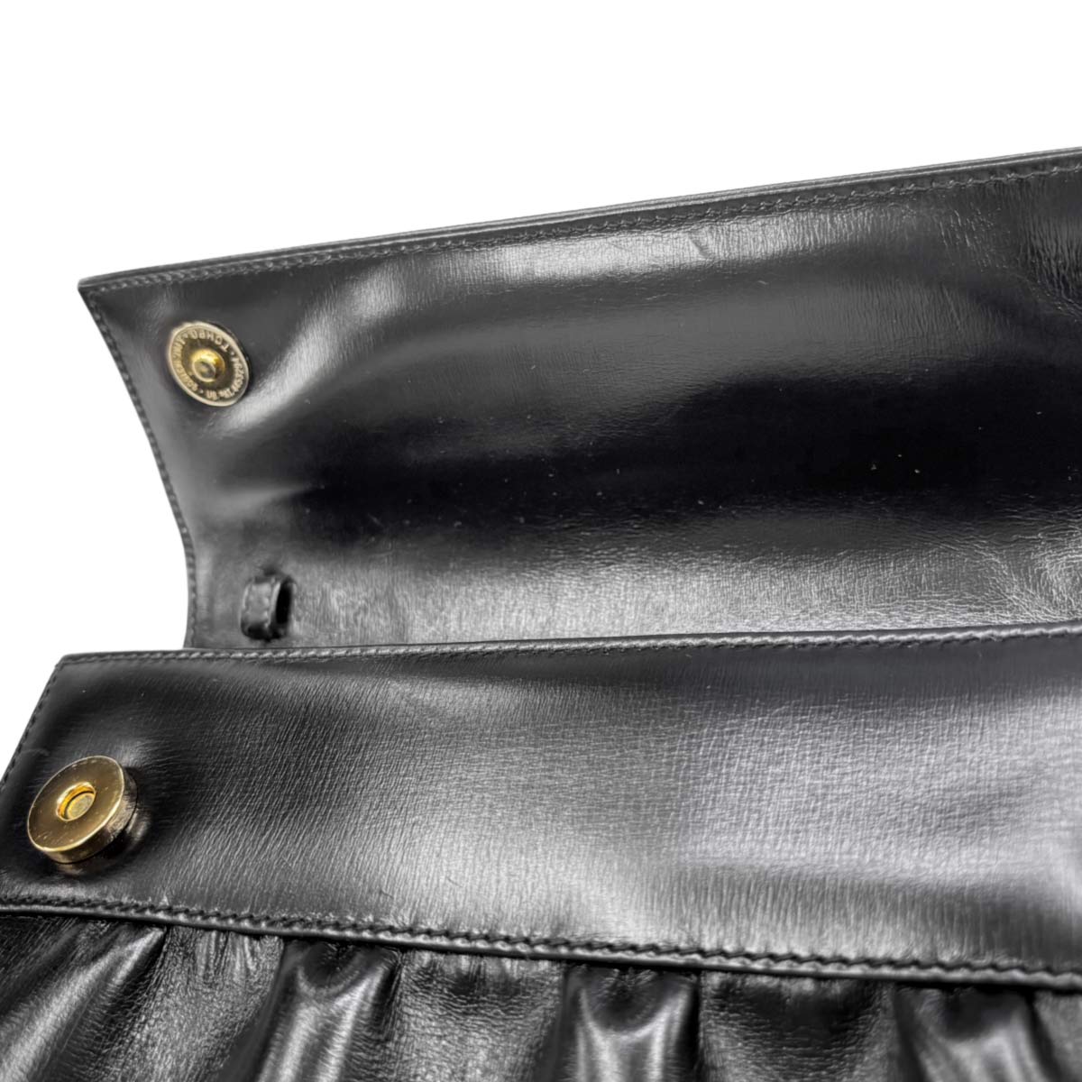Double G Shoulder Bag Leather Black Vintage