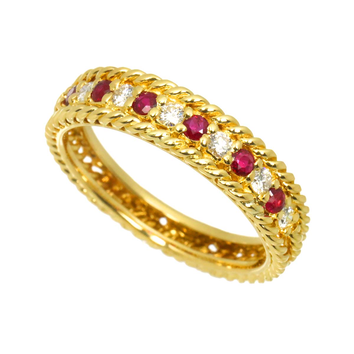 Ruby Diamond Ring 18K YG 750 size8.75(US)