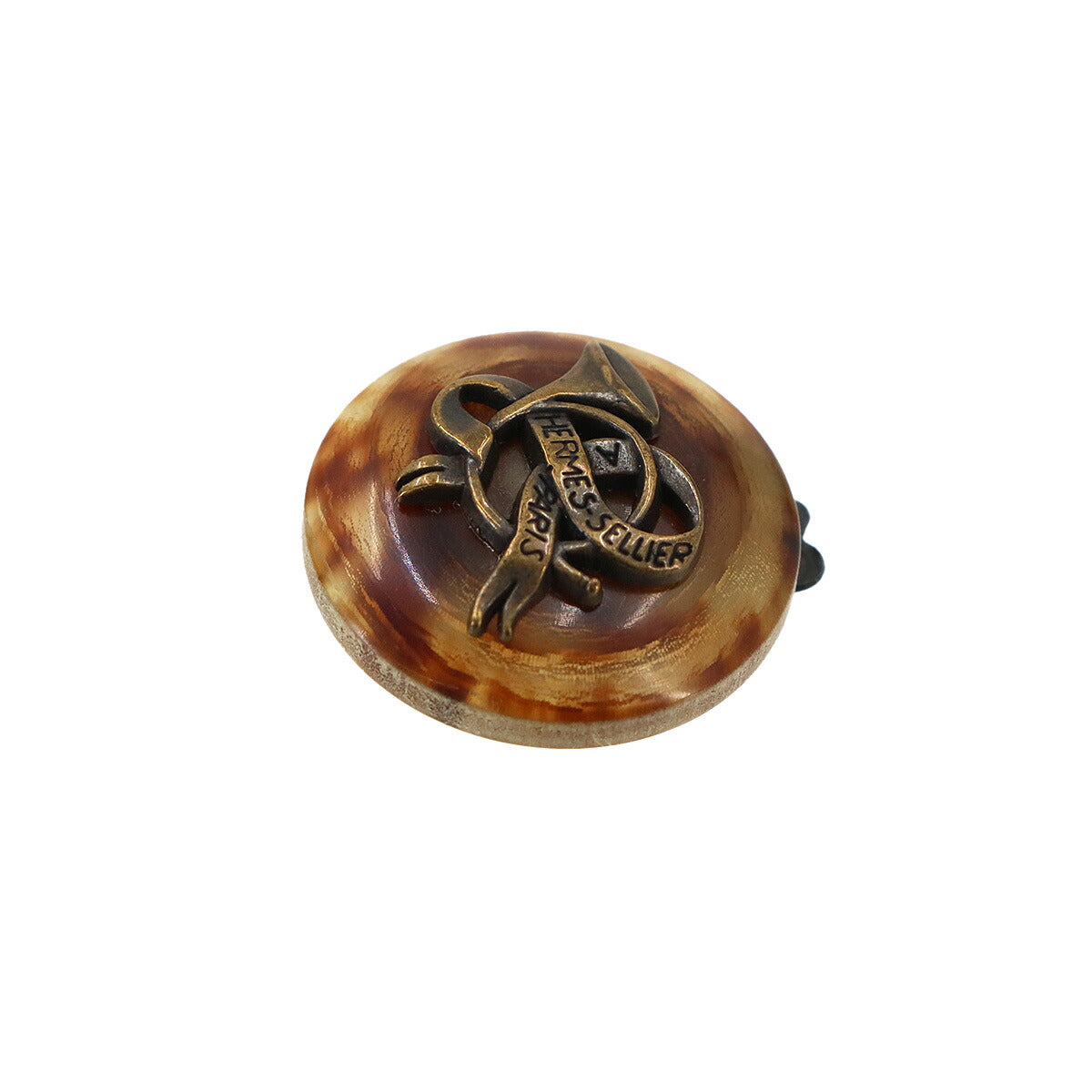 Sellier Earrings Buffalo Horn Brown Accessory Clip Vintage