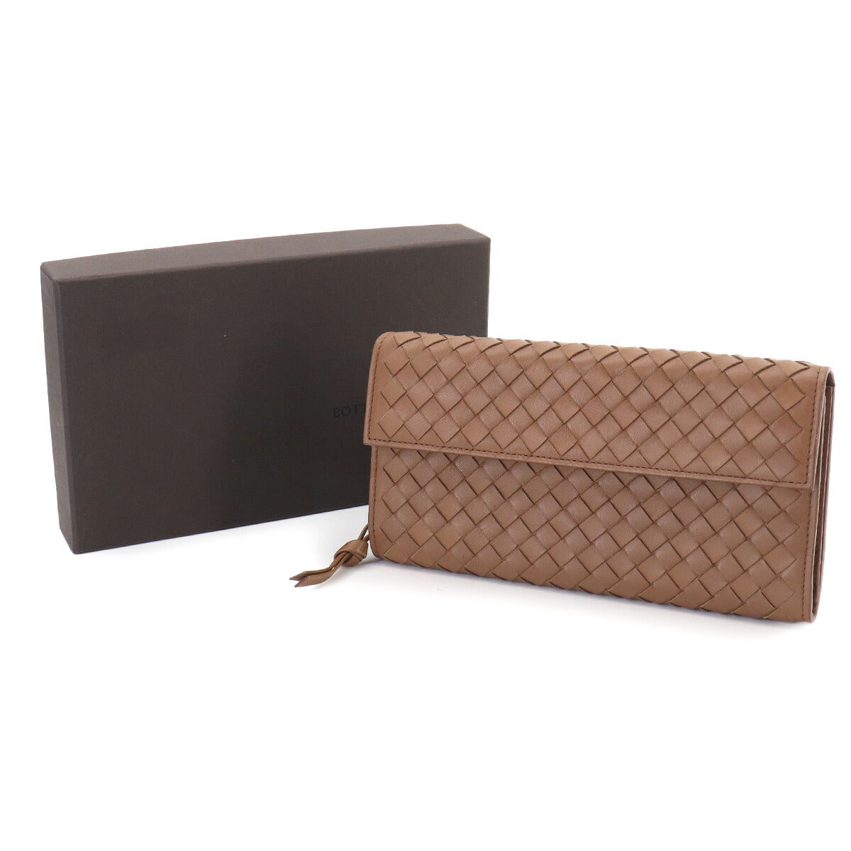 Intrecciato Long Wallet Leather Brown 120703