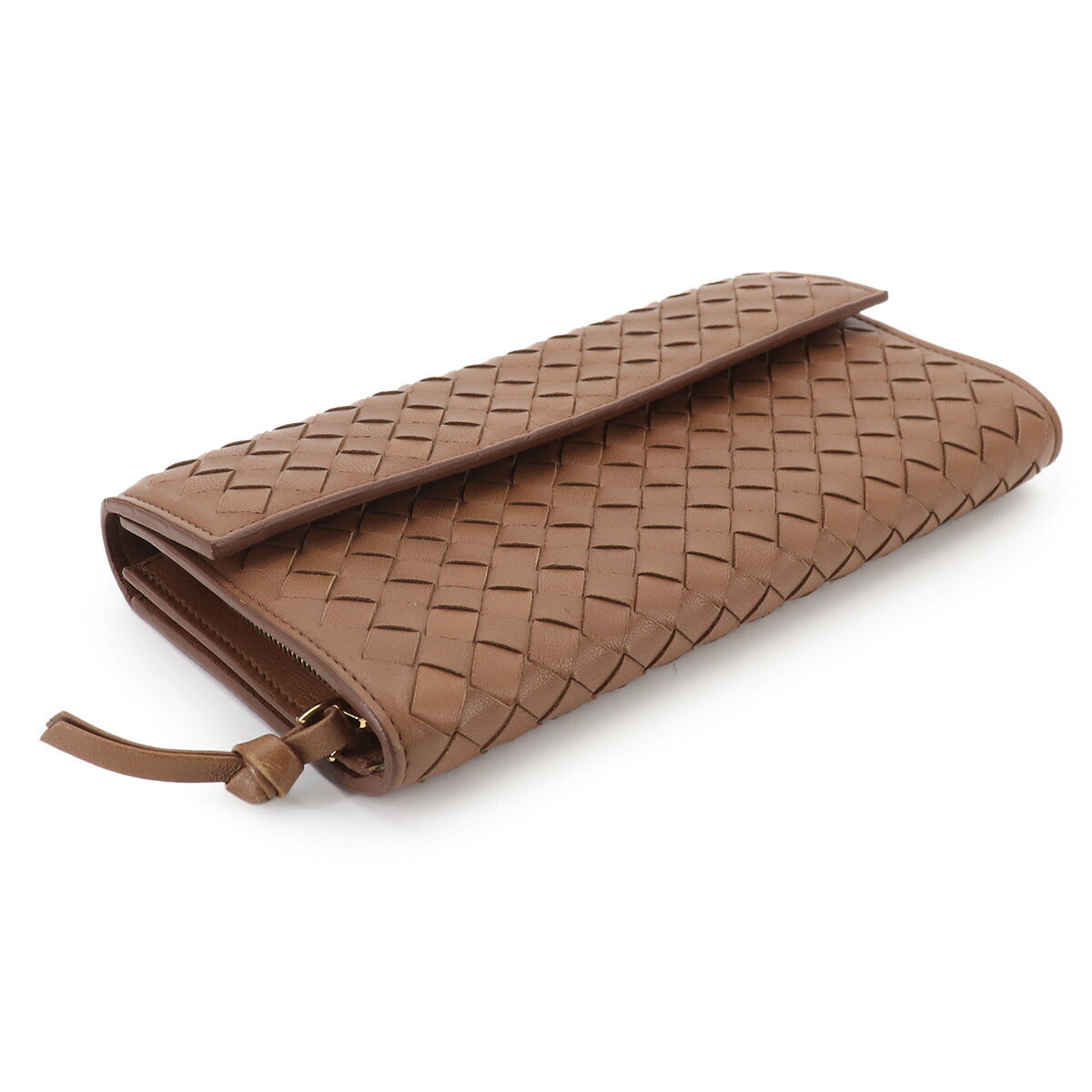 Intrecciato Long Wallet Leather Brown 120703