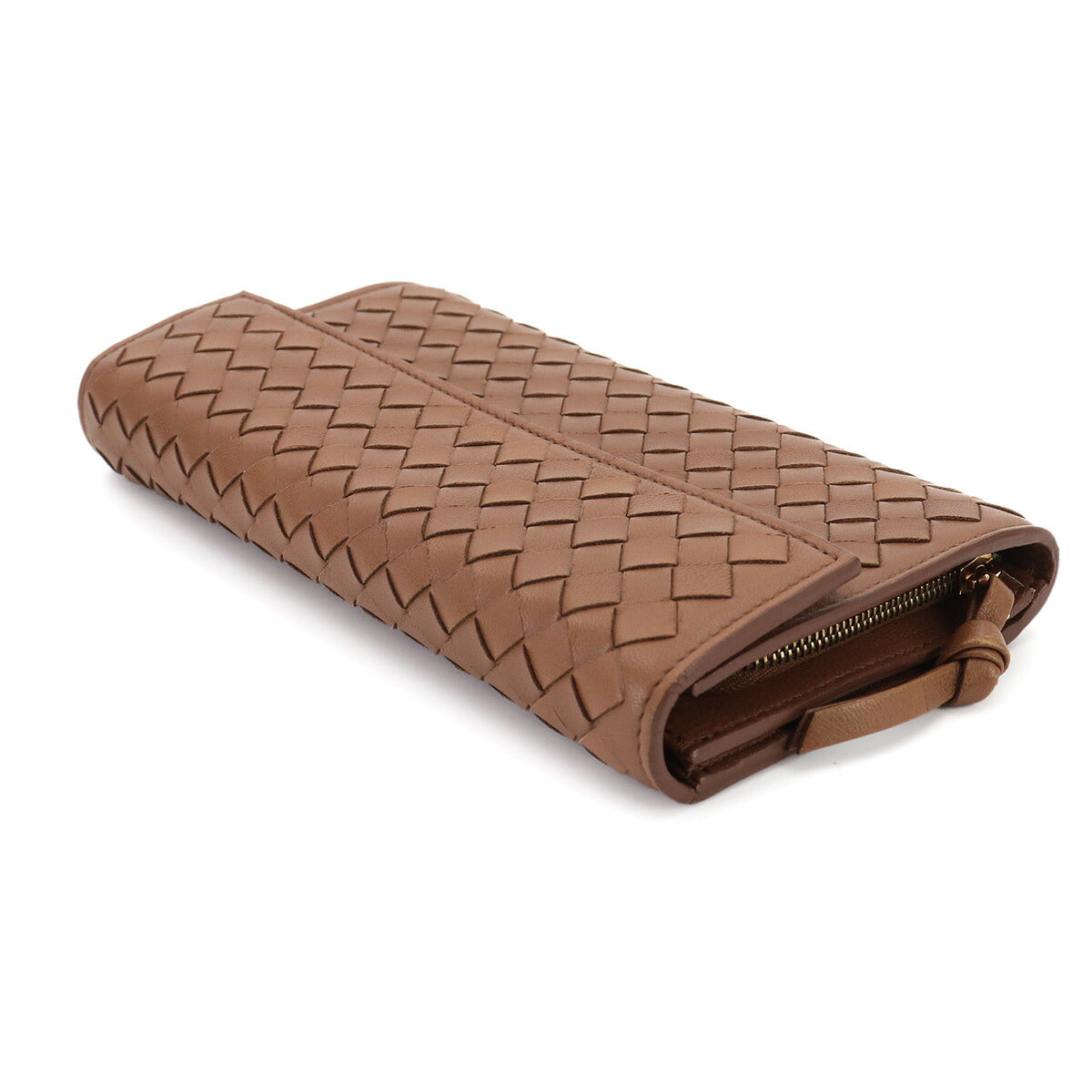 Intrecciato Long Wallet Leather Brown 120703