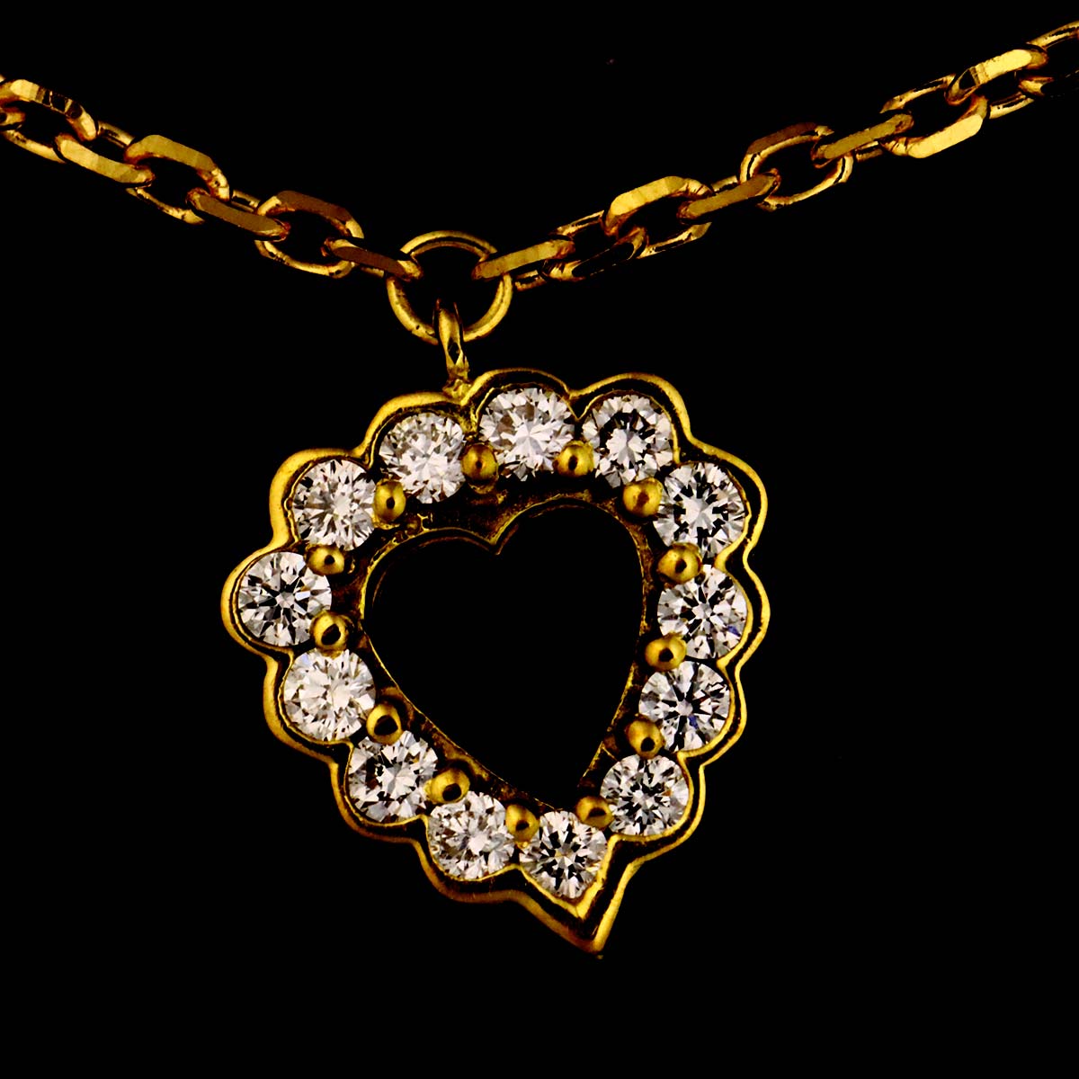 Citrine Diamond Heart Long Necklace 18K YG 750