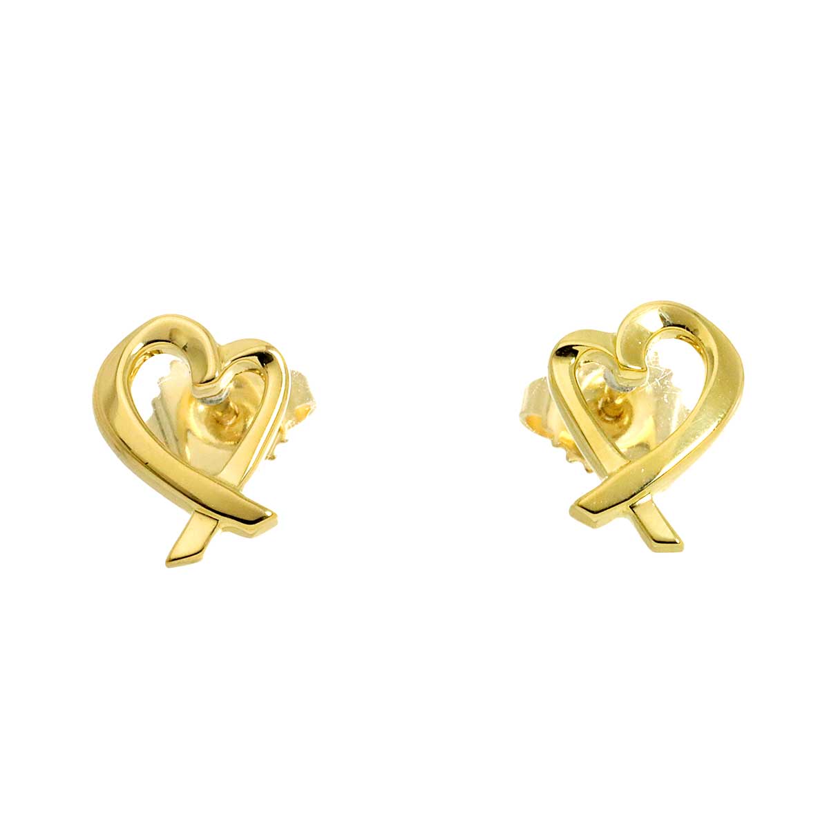 Loving Heart Earrings Pierced 18K Yellow Gold 750