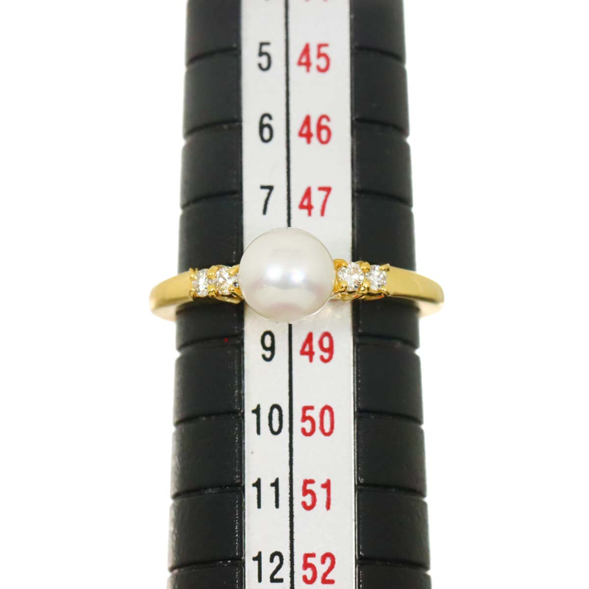 Akoya Pearl 5.9mm Diamond Ring 18K YG 750 size4.5(US)