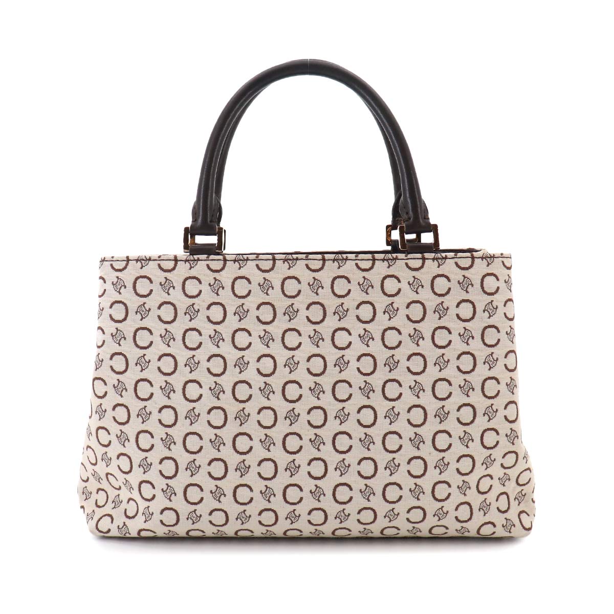 C Macadam Hand Bag Canvas Leather Beige Brown Purse