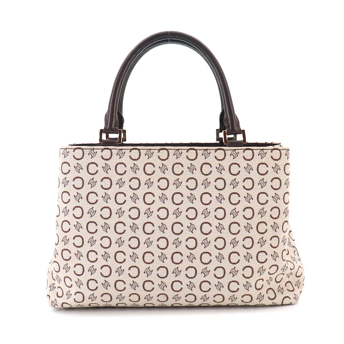 C Macadam Hand Bag Canvas Leather Beige Brown Purse